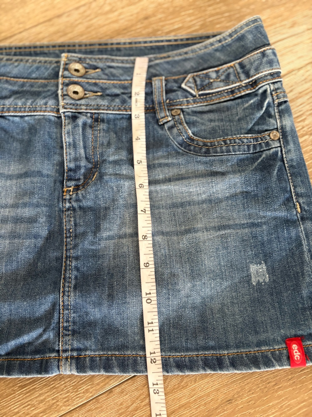Esprit Blue Denim Mini Skirt with Double Button Waist - Picture 2 of 10